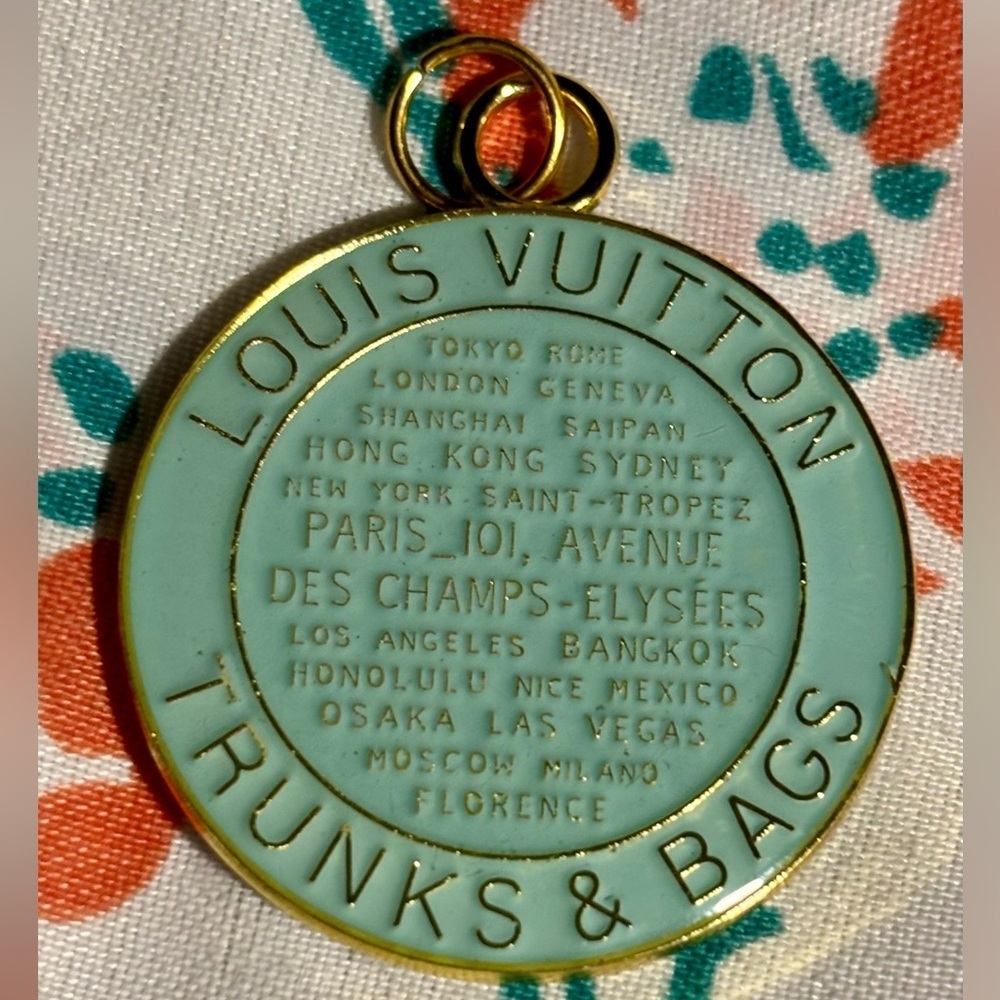 Louis Vuitton Trunks and Bags Teal Enamel Pendant!